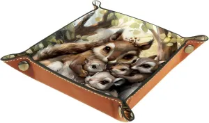 Cute Squirrel Family Desk Drawer Organizer Tray, Small Stacking Jewelry Organizer Trays for Women and Girls, Earring Tray, Bracelet Tray, Key Tray, and More