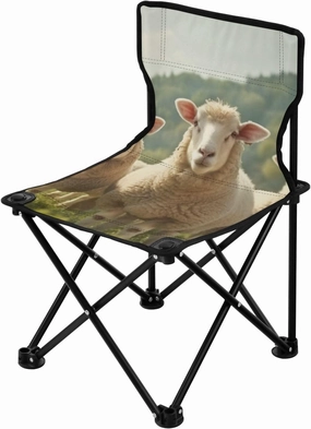 Cute Alpaca Portable Outdoor Folding Chair Anti-Slip Padded Oxford Cloth Stool Camping Chair Small for Beach Hiking Fishing Gardening Quad Camp Chair
