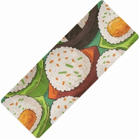 Cute Cartoon Food Sushi Rice Balls printed thin yoga mat non slip For hot yoga, natural rubber non slip, with carrying bag tapete para ejercicio 71x26 inches