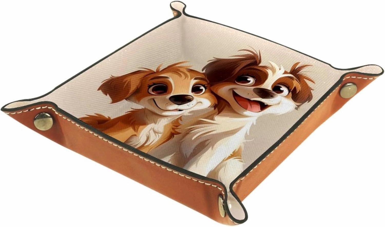 Cute Cartoon Puppy Brothers Stacking Jewelry Organizer Trays, Desk Drawer and Dresser Jewelry Drawer Organizer Tray for Women and Girls, 16x16cm, snh-001