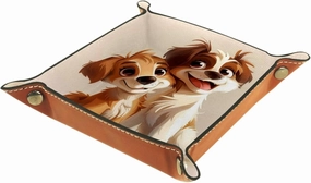 Cute Cartoon Puppy Brothers Stacking Jewelry Organizer Trays, Desk Drawer and Dresser Jewelry Drawer Organizer Tray for Women and Girls, 16x16cm, snh-001