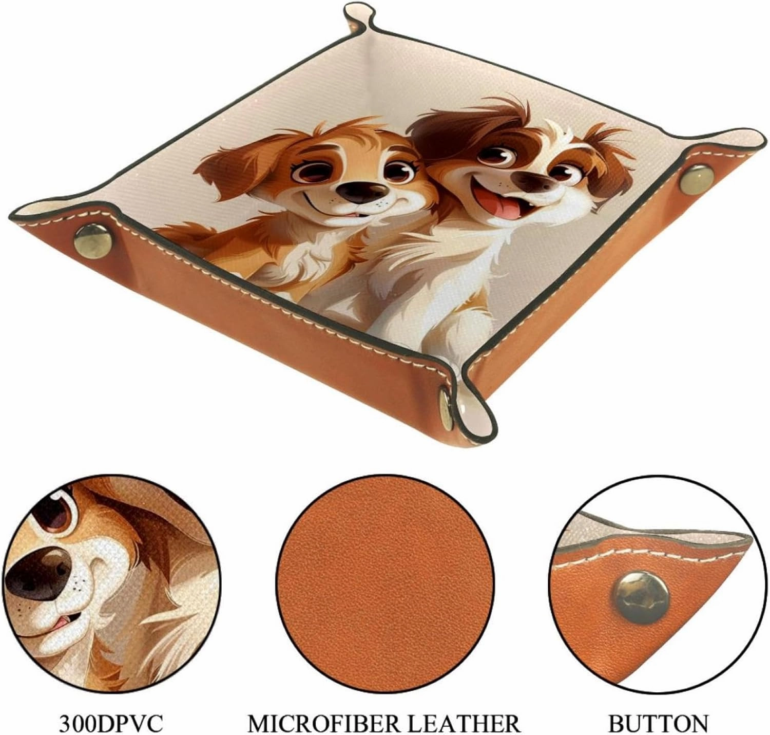 Cute Cartoon Puppy Brothers Stacking Jewelry Organizer Trays, Desk Drawer and Dresser Jewelry Drawer Organizer Tray for Women and Girls, 16x16cm, snh-001