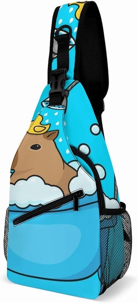 Cute Funny Capybara Sling Bag for Women Men Crossbody Shoulder Bag with Anti Theft,Multipurpose Chest Bag for Travel,Hiking,Cycling,Camping