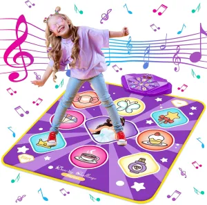 Dance Mat Toys for Kids, Purple Princess Electronic Dance Pad Game with 5 Gaming Modes, Dance Toys with LED Lights, Built-in Music, Ideas Christmas Birthday Gifts for 5  Year Old Toddler Girls