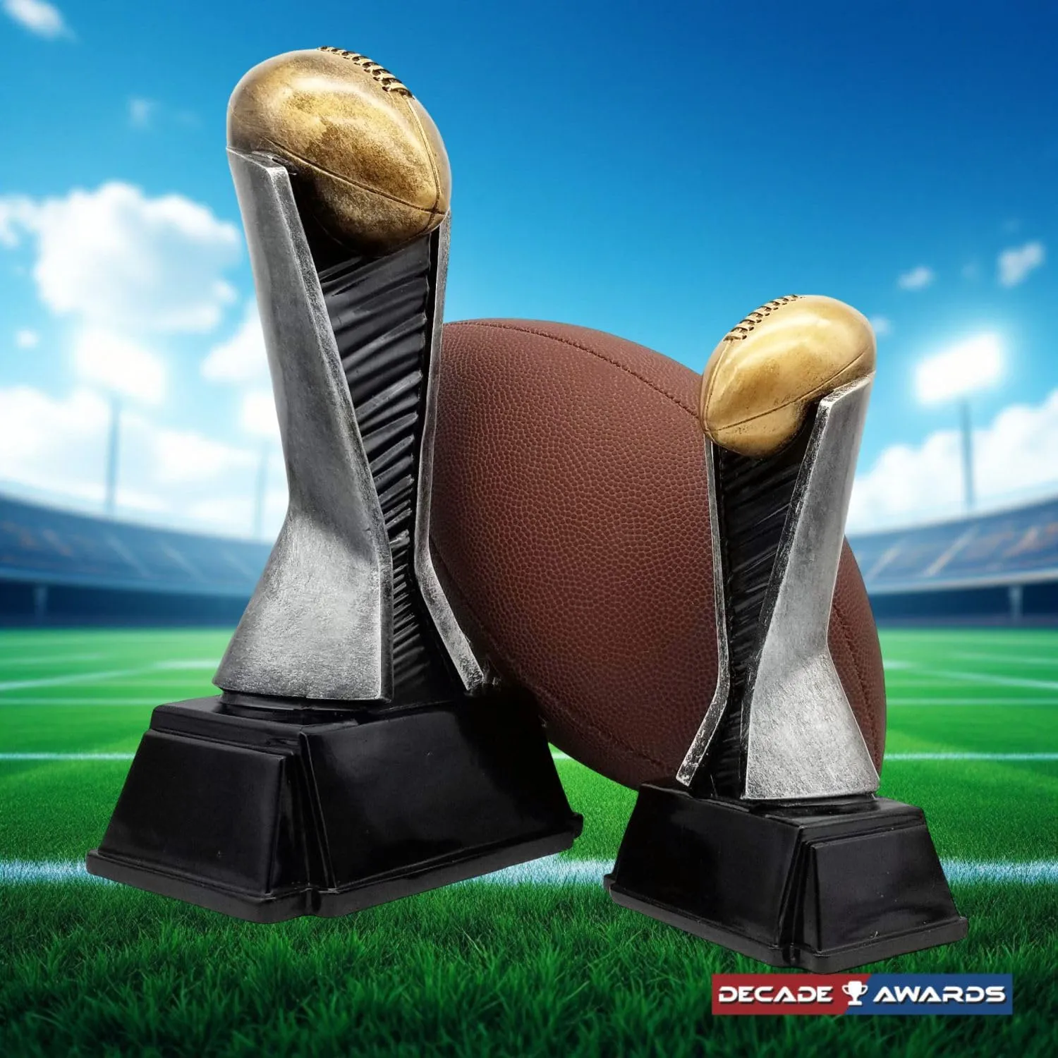 Decade Awards World Class Football Tower Trophy - 8 or 12 Inch Tall | Engraved Majestic Fantasy Football Tower Award | Most Valuable Player Trophy- Customize Now