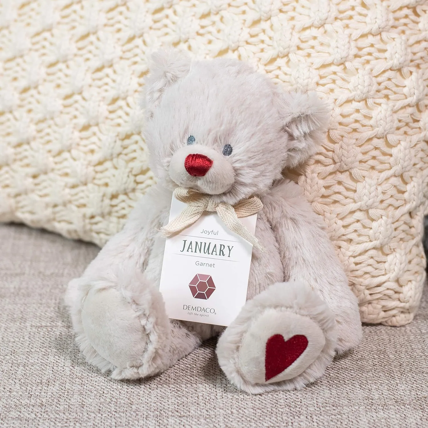 DEMDACO Joyful Red Garnet Color January Birthstone 8.5 inch Children's Plush Stuffed Animal Toy
