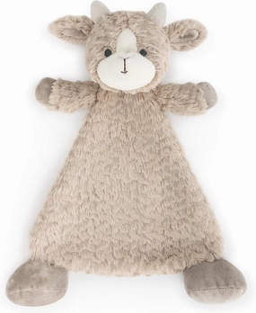 DEMDACO Gilda Goat Soft Brown 13 x 11 Plush Polyester Rattle Animal Blankie Toy