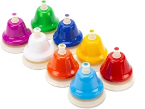 Desk Bells for Kids - 8 Note Colorful Metal Handbells Set with Handle - Educational Teaching and Learning Kids Instruments - Musical Toys for Children