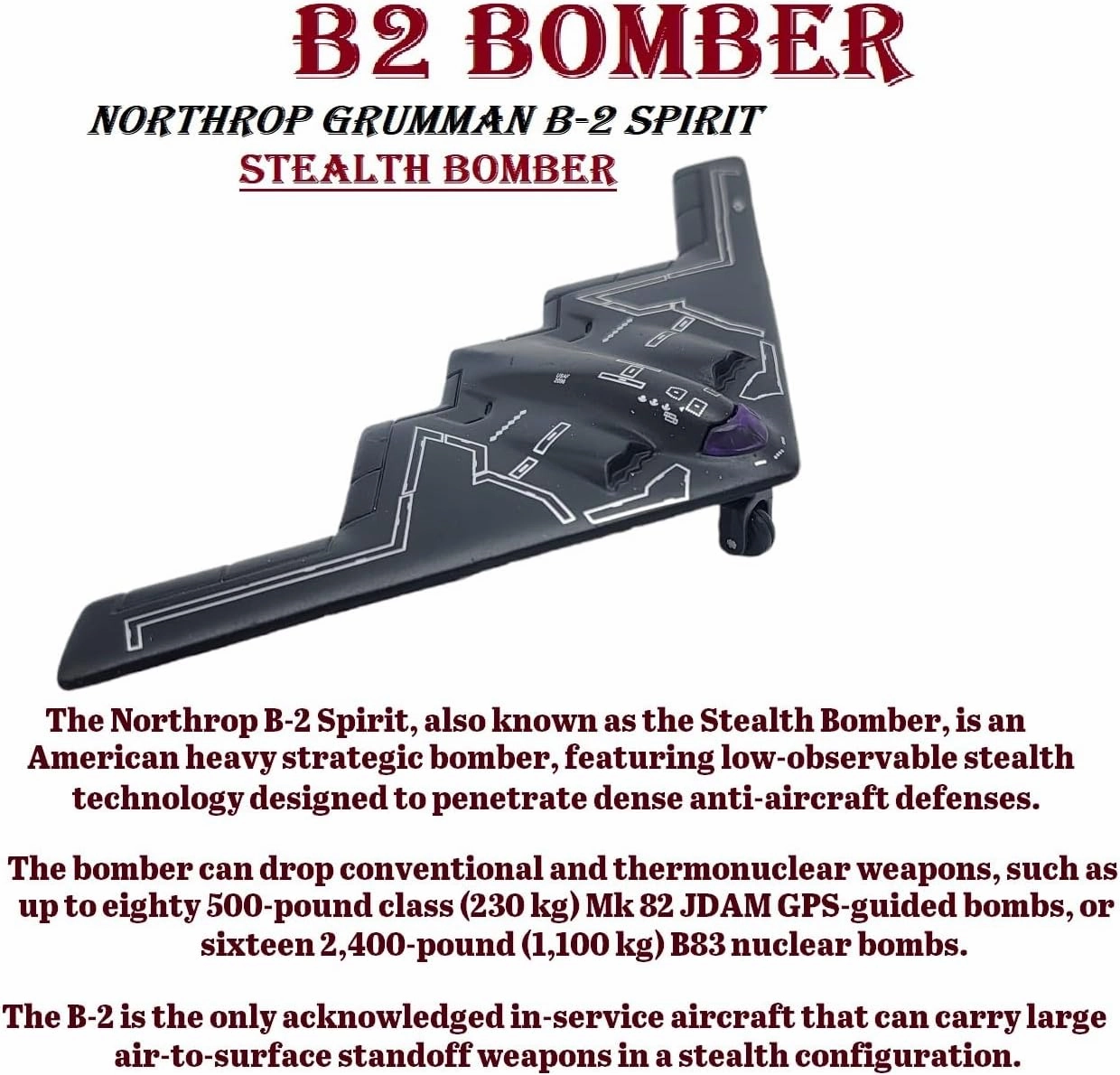 Die-Cast Pullback Stealth Bomber Models (4.25"-5.25") SR-71 Blackbird, F-22 Raptor, F-117 Nighthawk, B2 Bomber (12 Pack in a Display Case)
