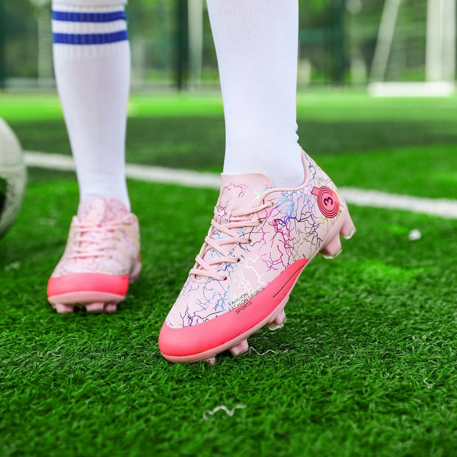DimaiGlobal Kids Soccer Shoes Boys Girls Soccer Cleats Outdoor Training Athletic Sneakers Professional Spikes Youth Turf Football Shoes Unisex