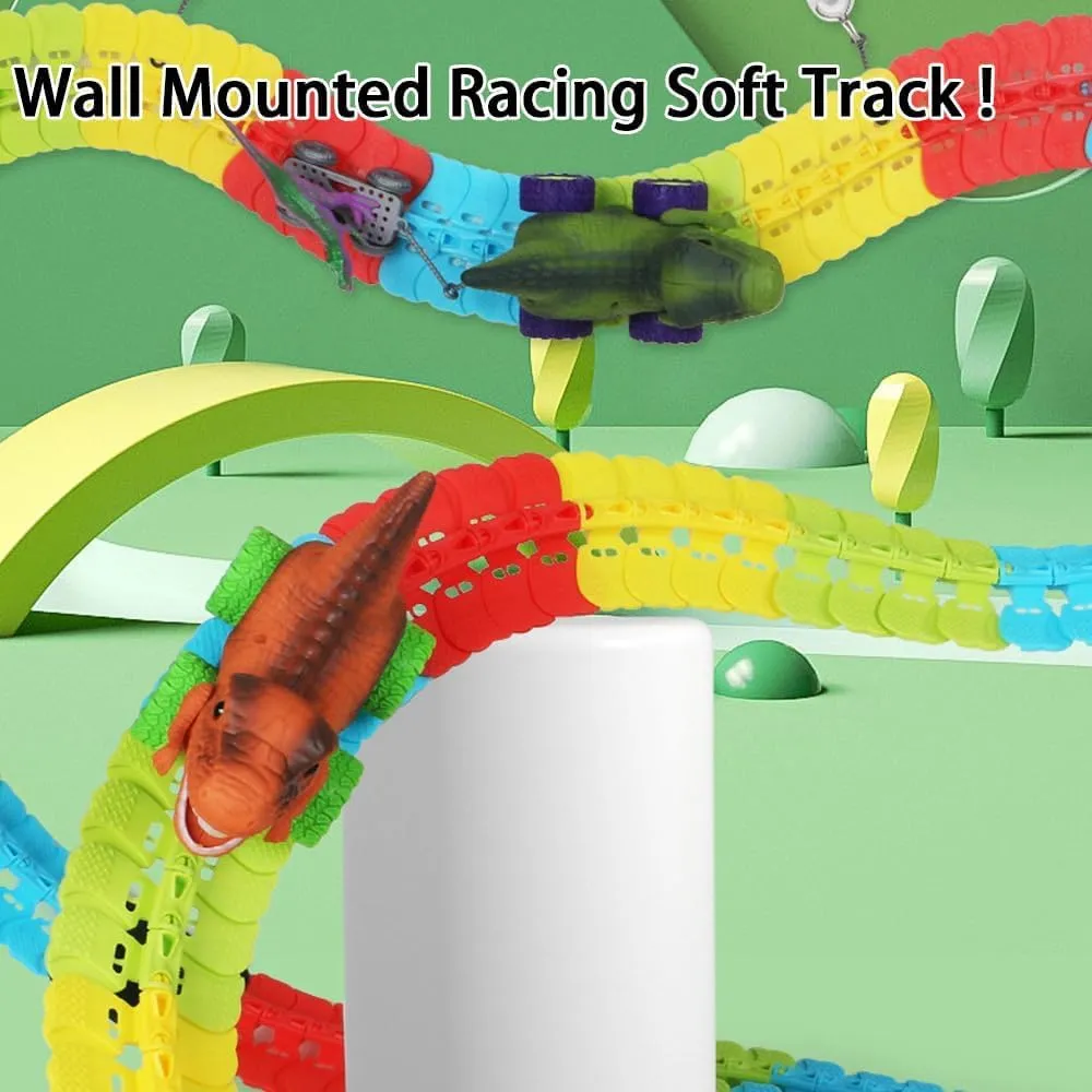 Dinoswift Soar with The Anti-Gravity Dinosaur Car, Dinoswift Anti Gravity Car, Dinoswift Race Track Car, Children's Educational Toys, Changeable Track with LED Light-Up Race Car for 3 Old   (96Pcs)
