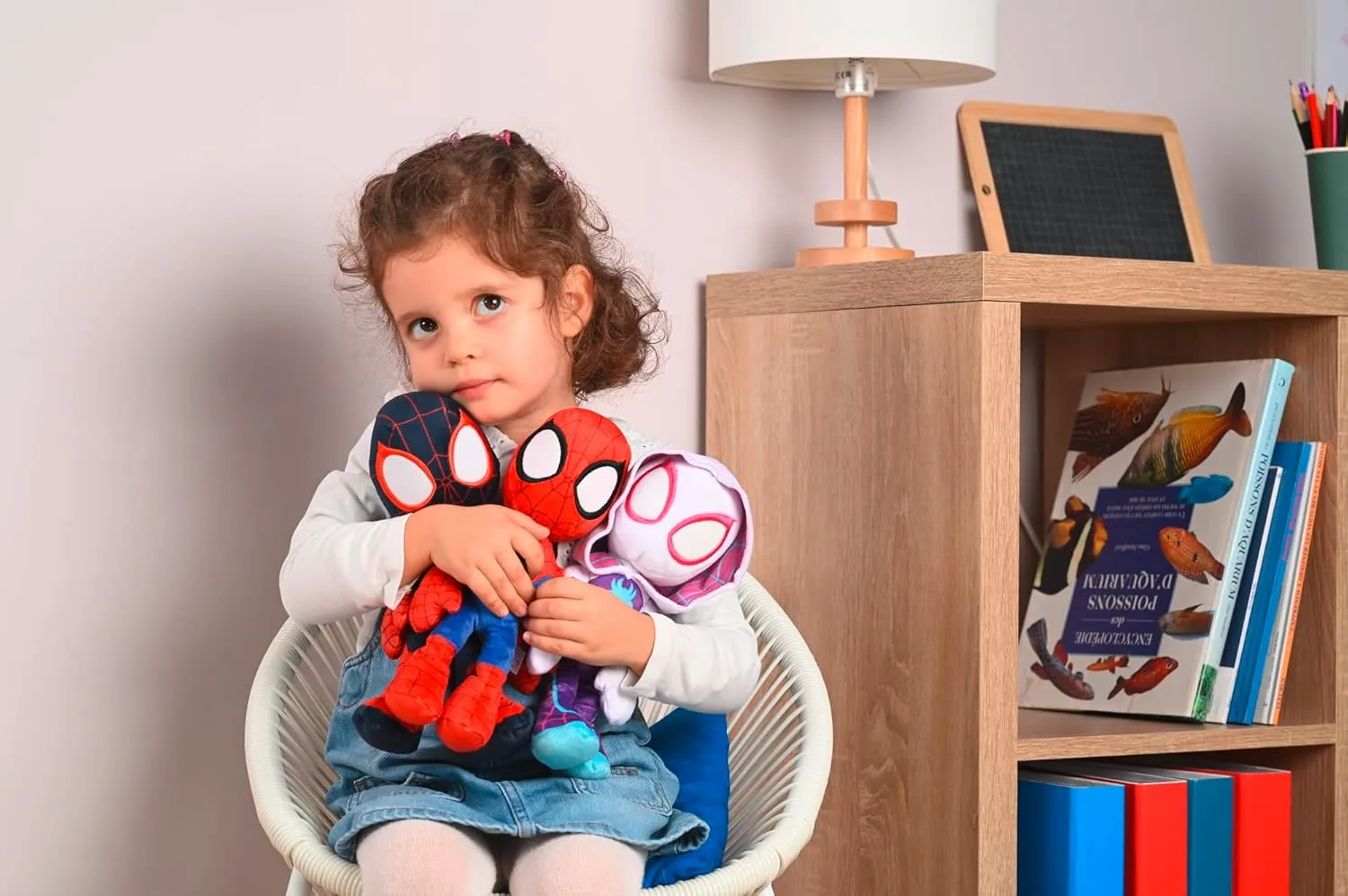 Disney Spiderverse Ghost Spider Action Figure Soft Toy with Glow in The Dark Eyes, Multicolor, One Size, 25 cm