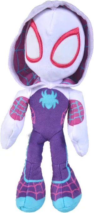 Disney Spiderverse Ghost Spider Action Figure Soft Toy with Glow in The Dark Eyes, Multicolor, One Size, 25 cm