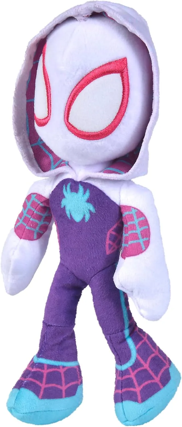 Disney Spiderverse Ghost Spider Action Figure Soft Toy with Glow in The Dark Eyes, Multicolor, One Size, 25 cm