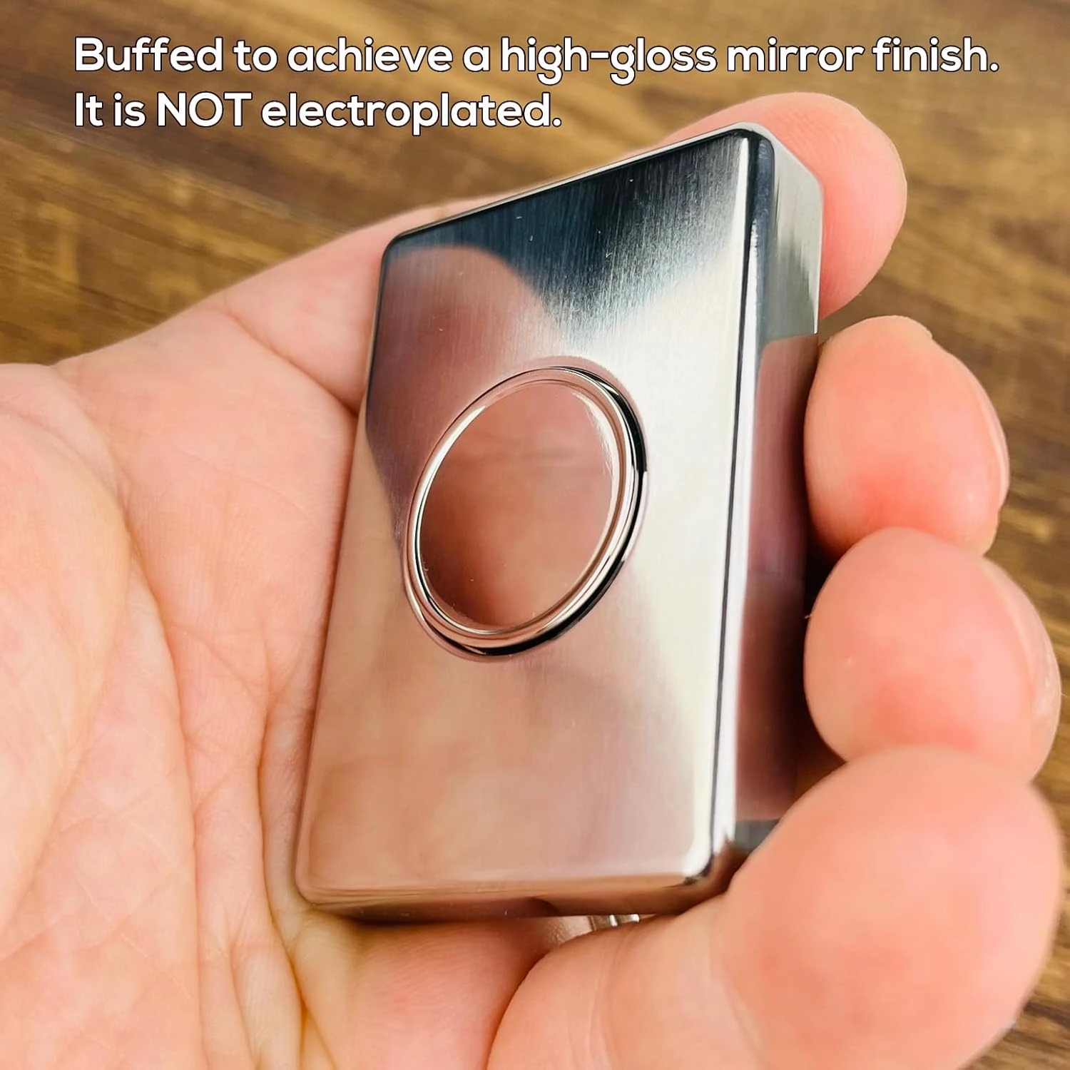 DjuiinoStar Premium Fidget Spinner (Mirror-Polished Titanium), Brutalist Design, Great Stuff to Occupy Your Hand, Stress Relief Aid, The for Fidget Enthusiasts DFS-40T