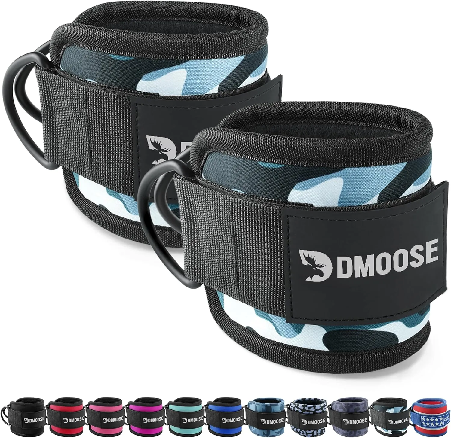 DMoose Fitness Ankle Straps for Cable Machines - One Size Fit with Premium Padding, Glute Kickback Ankle Strap for Women & Men, Cable Attachments for Gym, Booty Workouts, Leg Extension & Hip Abductors