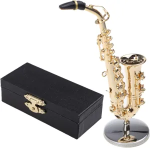 Dollhouse Miniature Musical Instrument Set,Mini Saxophone Musical Instrument Model Saxophone Home Ornament, 12cm, As the Pic Show