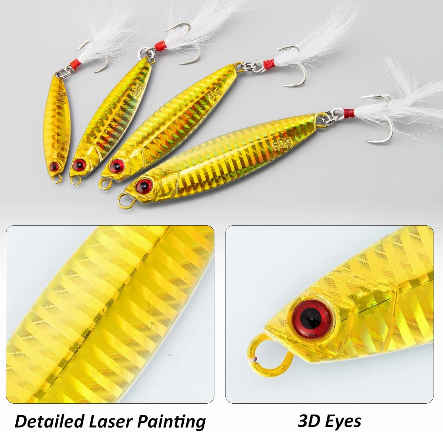 Dr.Fish 5 Pack Metal Jigging Spoon Saltwater Fishing Jigs Spoons Lures Casting Vertical Diamond Jig Lures Freshwater Bass Striper Mackerel Halibut
