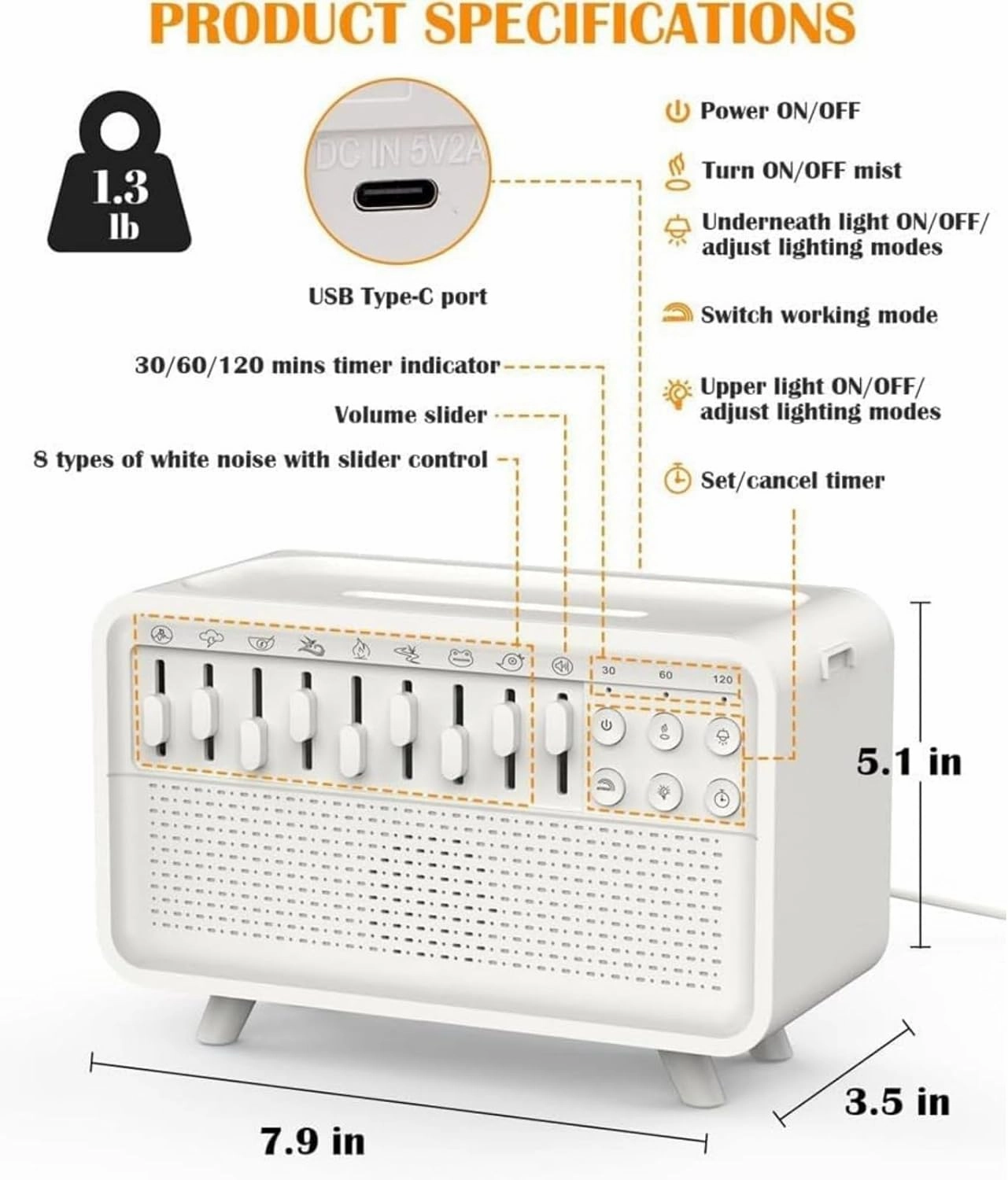 DreamMix Pro – White Noise Sound Machine with Scented Mist & Night Light, Dream Mix Pro Sound Machine, KYD's Choice Sound Machine, 8 Group Nature Sound and 200ml Water Tank Capacity (1PCS, M)