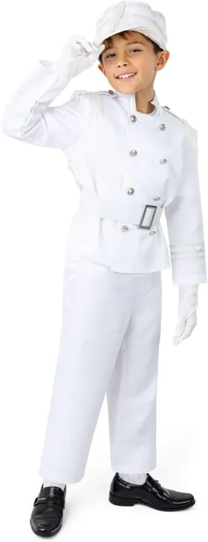 Dress Up America White Marching Band Costume for Kids - Drum Major Uniform Set - Toy Soldier Set for Boys