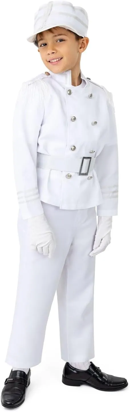 Dress Up America White Marching Band Costume for Kids - Drum Major Uniform Set - Toy Soldier Set for Boys