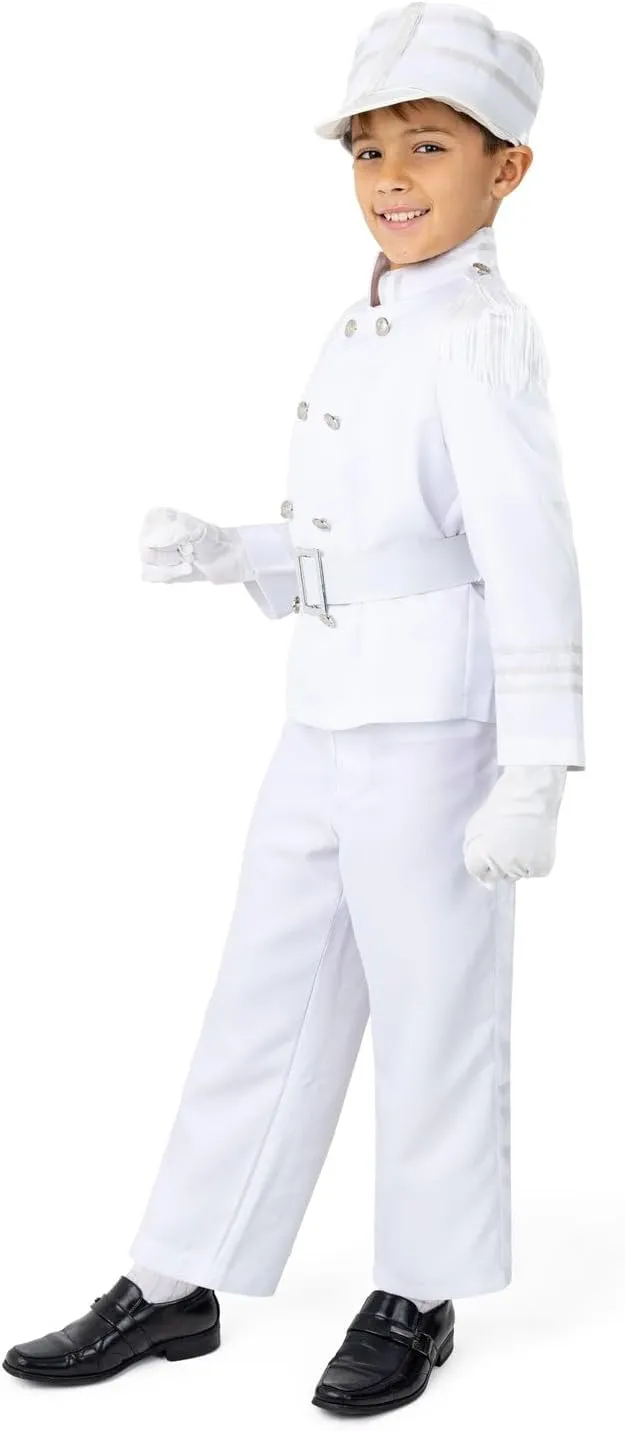 Dress Up America White Marching Band Costume for Kids - Drum Major Uniform Set - Toy Soldier Set for Boys