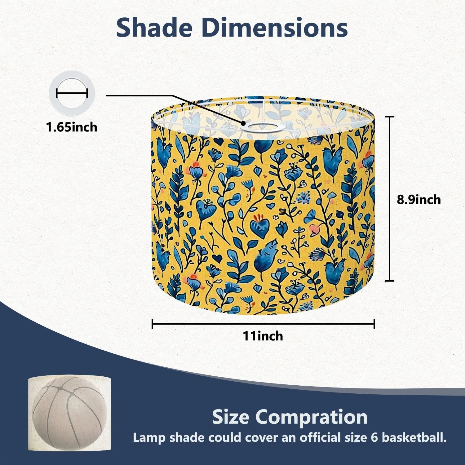 Drum Lamp Shades Tiny meadow flowers seamless for summer dress textile print Lamp Shade for Floor Lamps Table Lamps Pendant Light 11"x8.9" Linen Replacement Large Lampshades