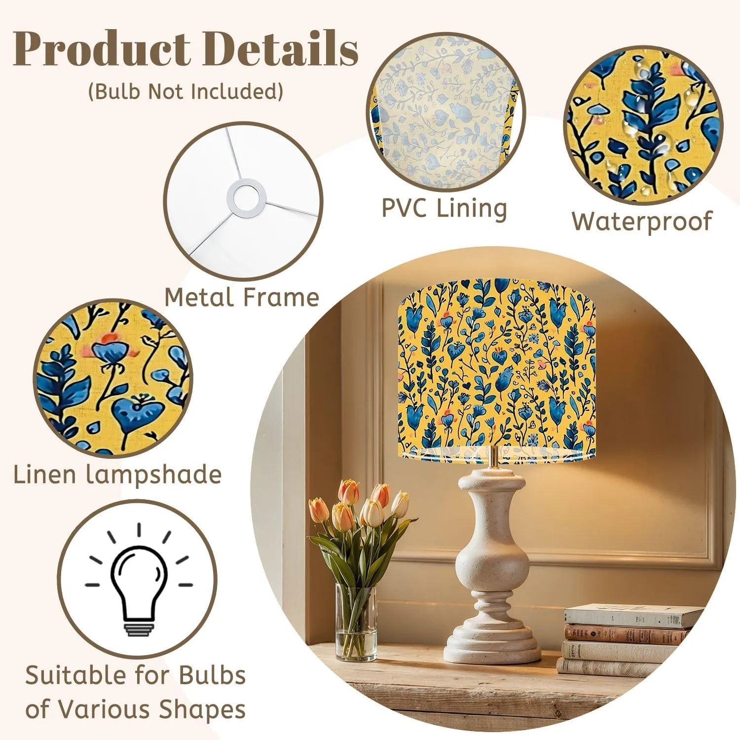 Drum Lamp Shades Tiny meadow flowers seamless for summer dress textile print Lamp Shade for Floor Lamps Table Lamps Pendant Light 11"x8.9" Linen Replacement Large Lampshades