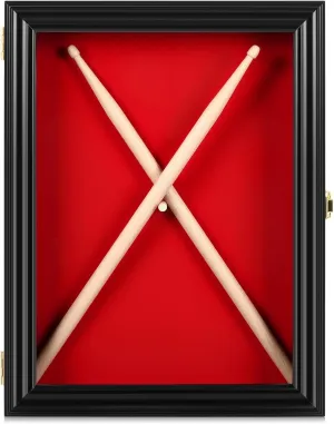 Drum Stick Display Case 15.35 x 11.81 x 2.28 Drum Stick Frame Wall Mount Wooden Cabinet W/98% UV Acrylic Door Lockable Rack Storage Shadow Box for Collection Musician Collector Memorabilia