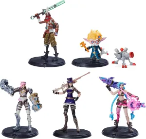 Dual Cities Pack w/Exclusive Jinx, Heimerdinger, Vi, Caitlyn, and Ekko, 4-Inch Collectible Figures, Accessories, Ages 12 and Up