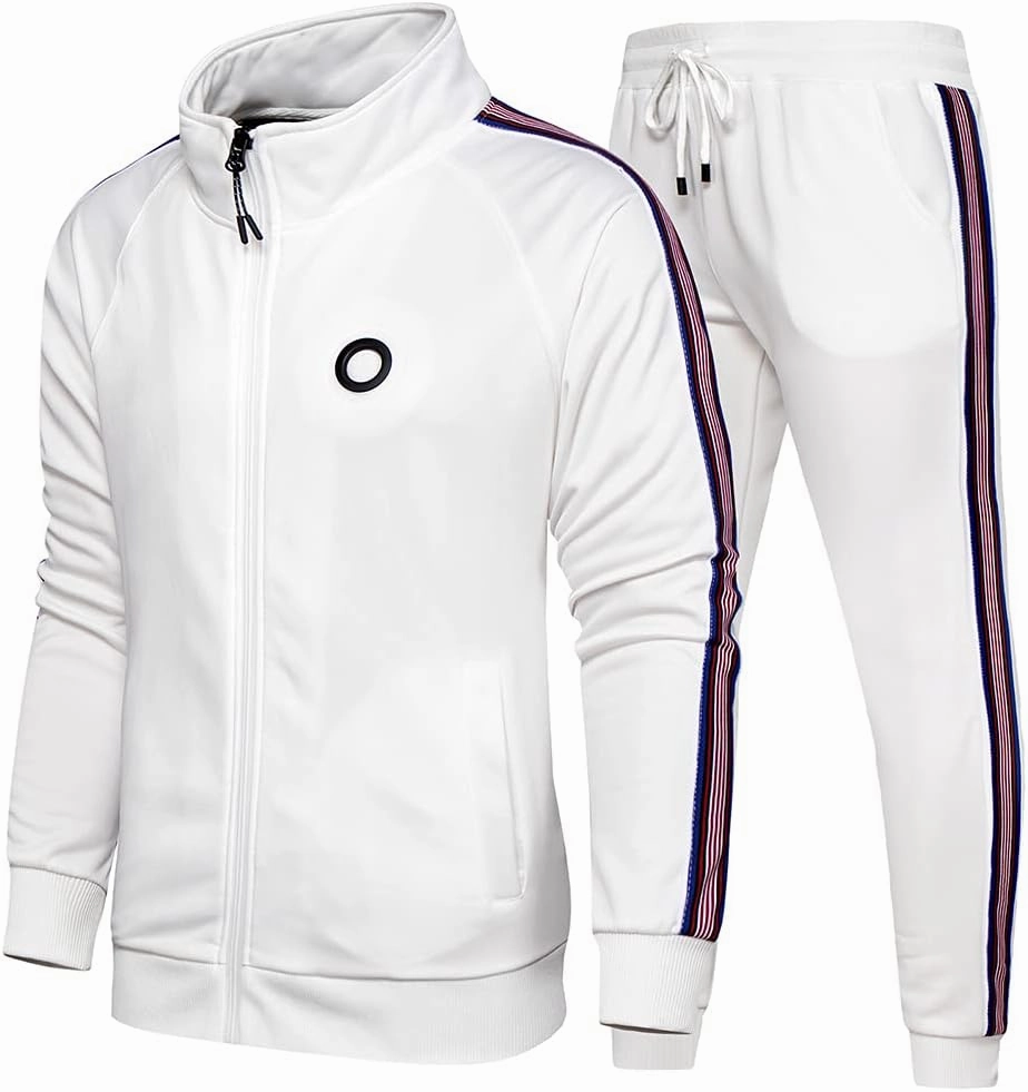 DUOFIER Men Tracksuit Set Full-Zip Sweatshirt Jogger Sweatpants Warm Sports Suit Gym Training Wear