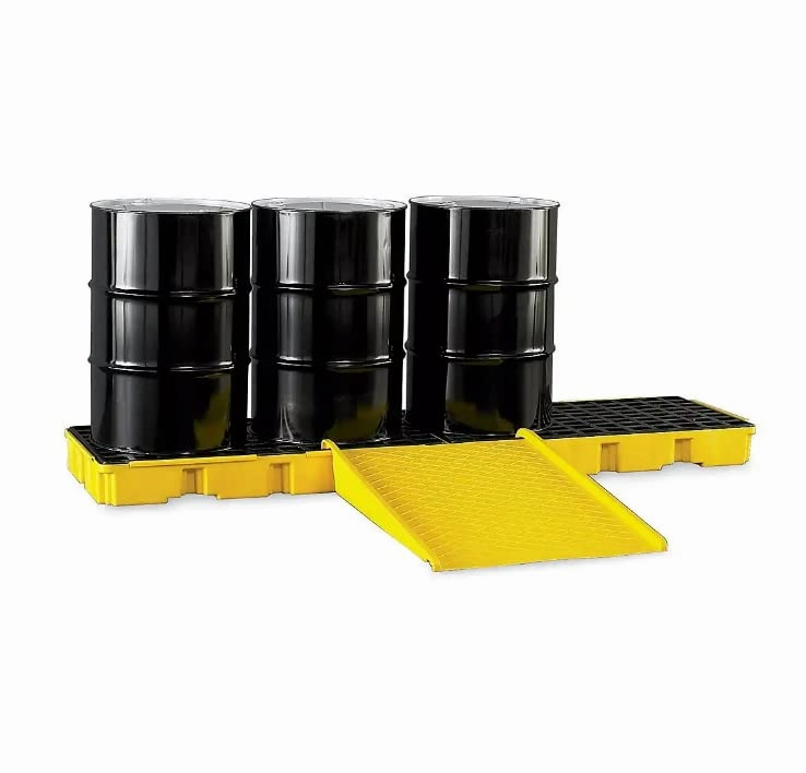 Eagle Spill Pallet Ramp, 45.5" x 32" x 8", 1,500 lbs. Capacity, HDPE Construction, Move Drums Easily onto a Compatible Eagle Spill Platform or Pallet, Made in USA, Yellow, 1689