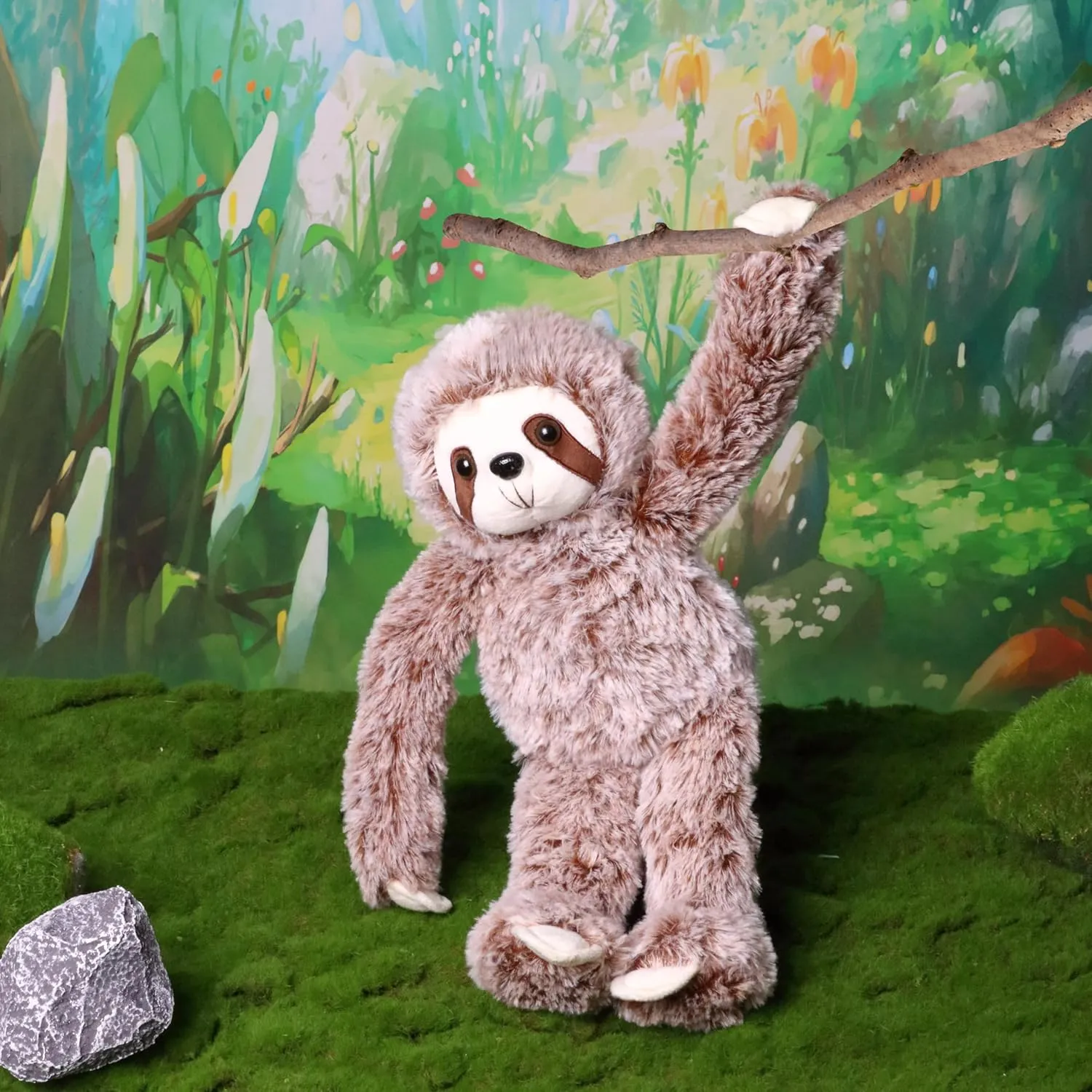 Easfan 17'' Sloth Stuffed Animal Realistic Cute Plush Toy Soft Tree Sloth Plushie Stuff Adorable Birthday for Kids Boys Girls Dog Toy, Brown