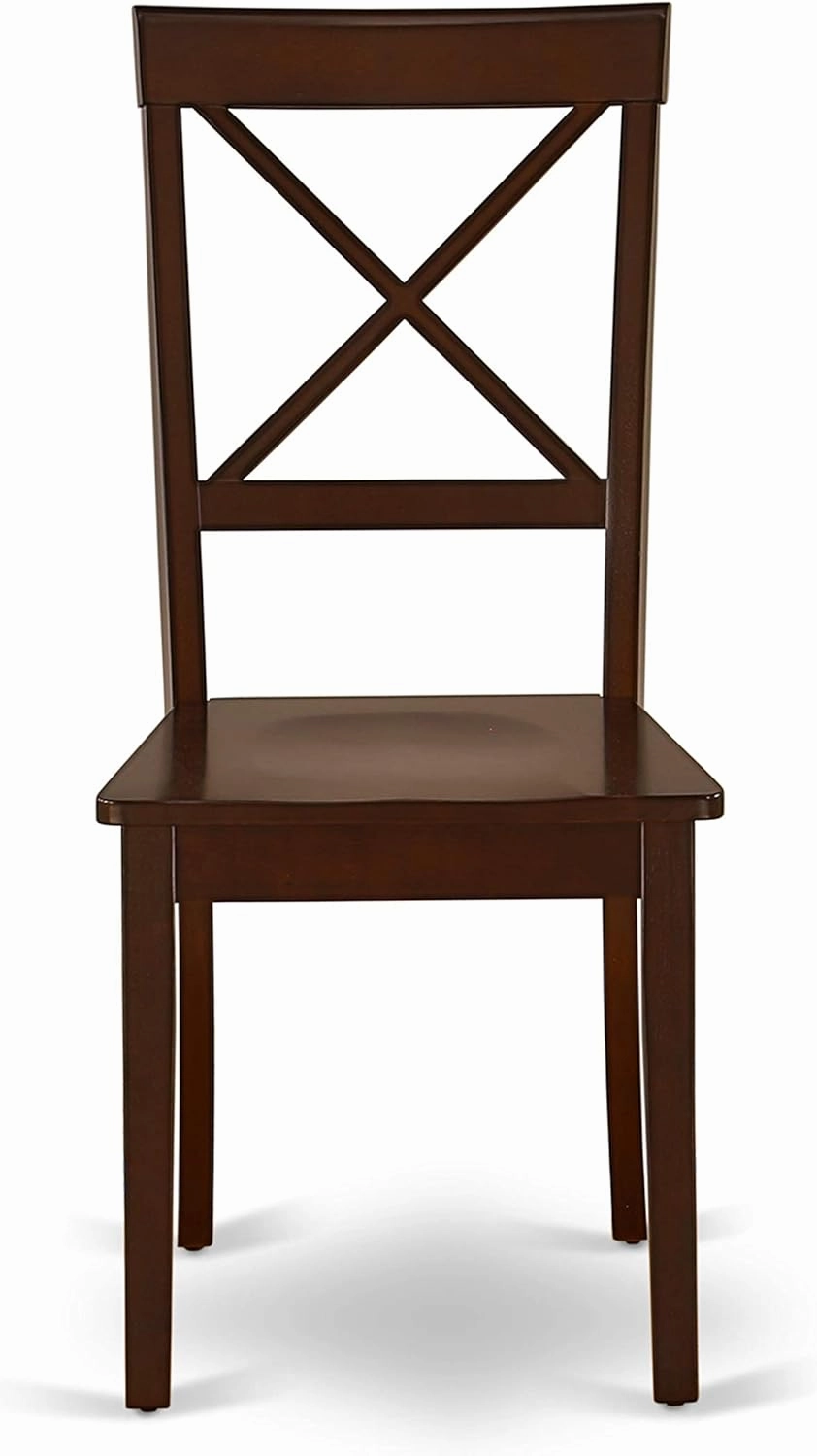 East West Furniture ANBO5-MAH-W 5 Piece Dinette Set for 4 Includes a Round Kitchen Table with Pedestal and 4 Dining Room Chairs, 36x36 Inch, Mahogany