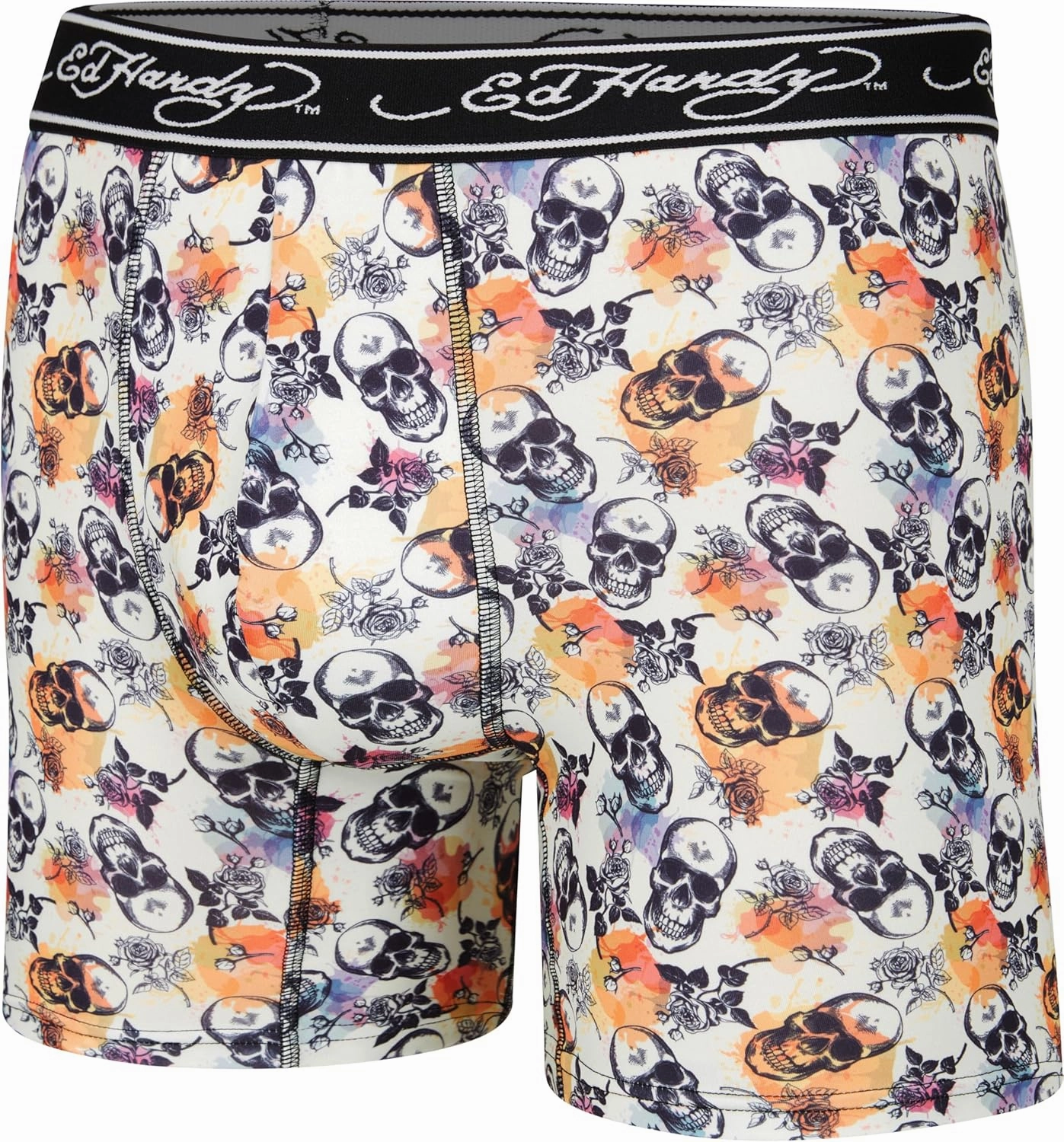 ED HARDY Men's Boxer Briefs 4 Pack, Soft Fabric Underwear, Pull-On Closure, Machine Washable Comfortable Stretch Boxers