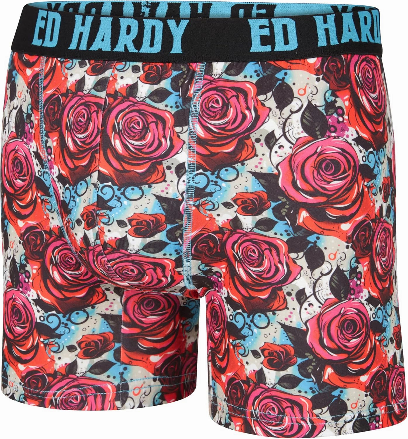 ED HARDY Men's Boxer Briefs 4 Pack, Soft Fabric Underwear, Pull-On Closure, Machine Washable Comfortable Stretch Boxers