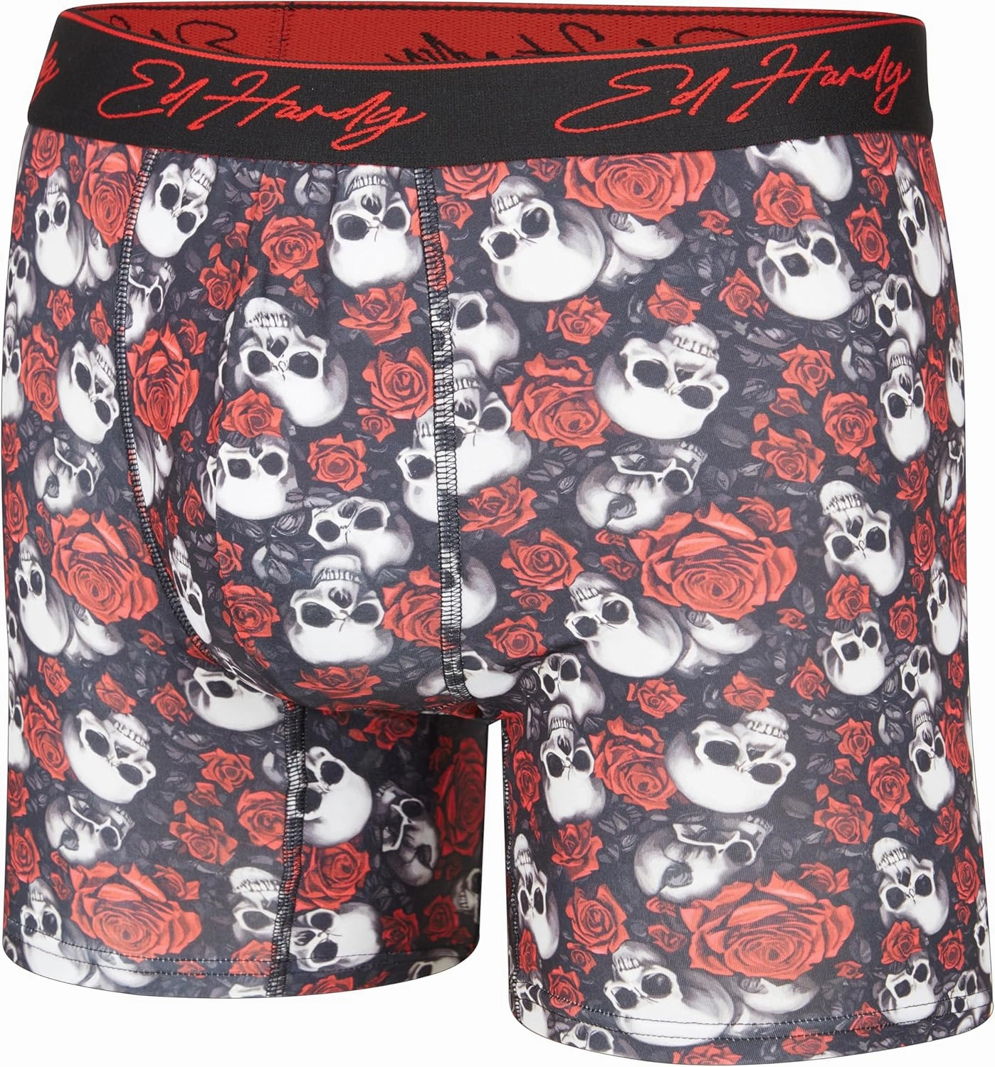 ED HARDY Men's Boxer Briefs 4 Pack, Soft Fabric Underwear, Pull-On Closure, Machine Washable Comfortable Stretch Boxers
