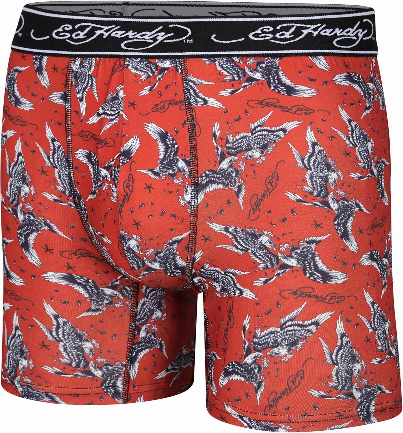 ED HARDY Men's Boxer Briefs 4 Pack, Soft Fabric Underwear, Pull-On Closure, Machine Washable Comfortable Stretch Boxers