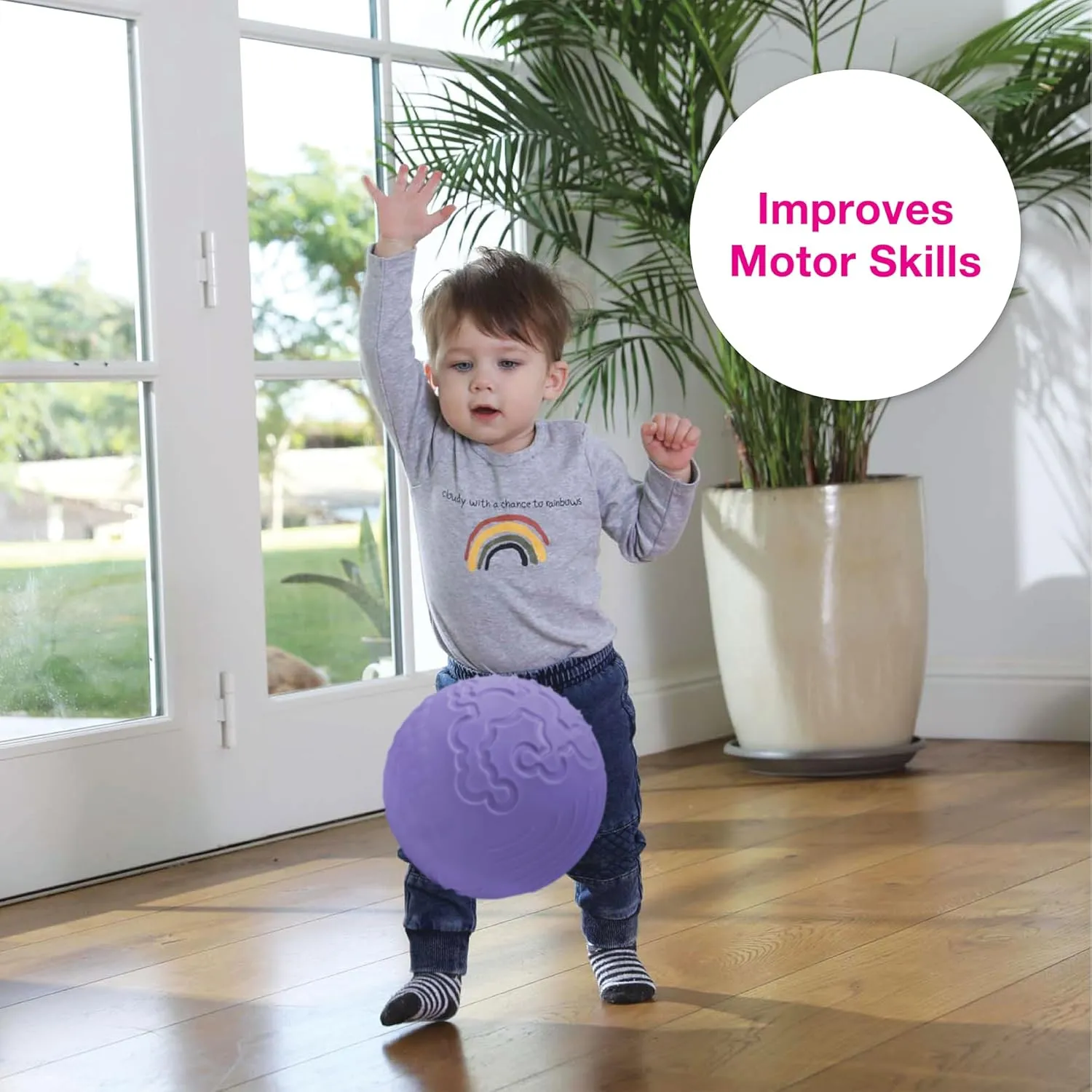 Edushape Texture-iffic Sensory Ball for Baby - 7" Baby Ball for Kids with 8 Sections of Different Tactile Patterns