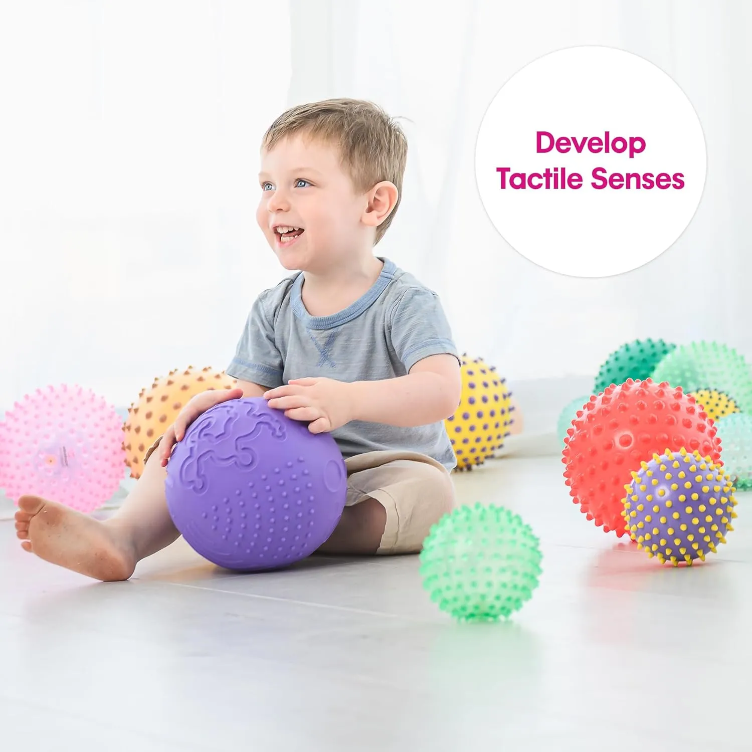 Edushape Texture-iffic Sensory Ball for Baby - 7" Baby Ball for Kids with 8 Sections of Different Tactile Patterns