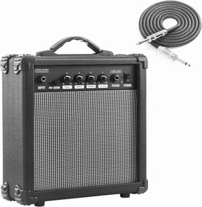 Electric Guitar Amp 20 Watt Amplifier Portable Amp with Headphone Input Gain Powe Including Professional Noise Reduction Cable （Black）
