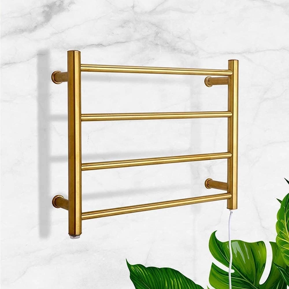 Electric Heated Towel Rail Drying Rack, Electric Stainless Steel Tower Warmer with 4 Bars Wall-Mounted for Bathroom Hot Towel Rail Rack