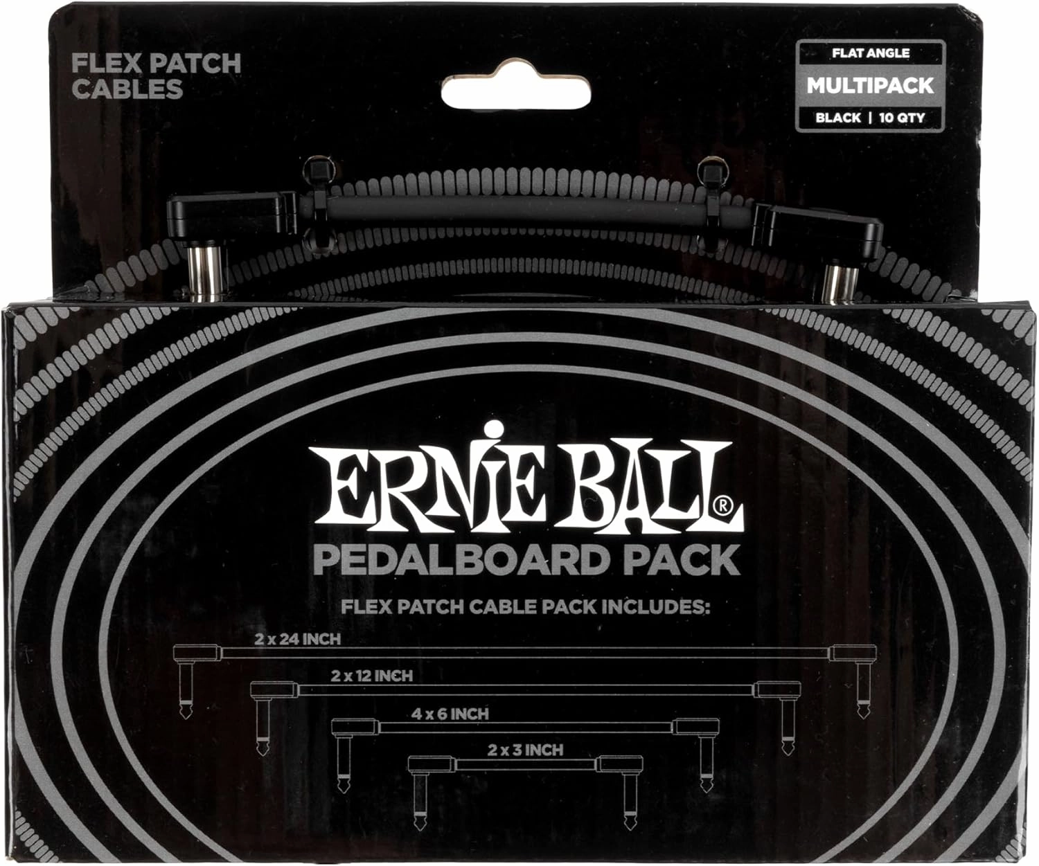 Ernie Ball Flex Patch Cables Pedalboard Multi-Pack - Black