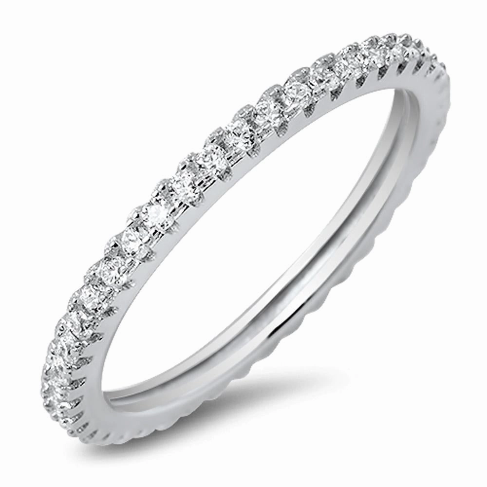 Eternity White CZ Cute Ring New .925 Sterling Silver Stackable Band Sizes 4-10