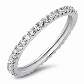 Eternity White CZ Cute Ring New .925 Sterling Silver Stackable Band Sizes 4-10