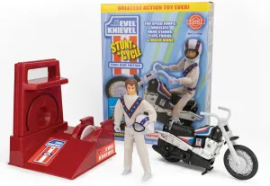 Evel Knievel Stunt Cycle - The Amazing Wind Up and Go Action Toy Launcher for Ultimate Jumps, Crashes, Flips and More - 8 Inch Bike Jumps Anywhere from 3 to 10 Feet - Original 1970's