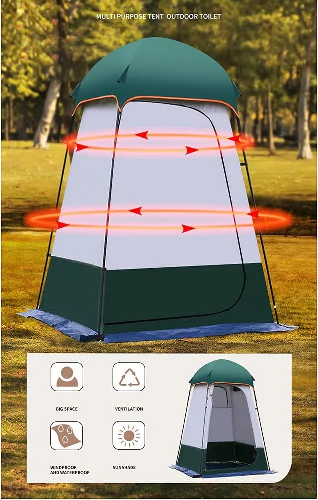 Extra Wide Privacy Shower Tent Outdoor Toilet Dressing/Changing Room Portable Shelter Tent with Carrying Bag for Camping Hiking Beach Bathroom, Easy Set Up, 160X160X240CM, Green