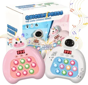 Fast Push Pop Fidget Toys for Kids, Handheld Puzzle Game with LED Screen & Multiplayer Mode, Sensory Toys for 3-12 Year Old Girls Boys, Fun Battle Gifts for Friends（Whtie）