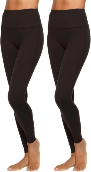 Felina Women's Velvety Soft High-Waisted Leggings, Yoga Pants, Single or 2-Pack, 4-Way Stretch, Women's Leggings, Soft Stretchy Womens Pants (Black 2-Pack, Large)