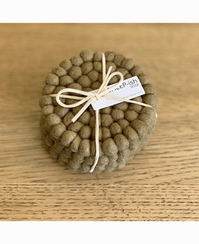 Felt Ball Coasters Olive